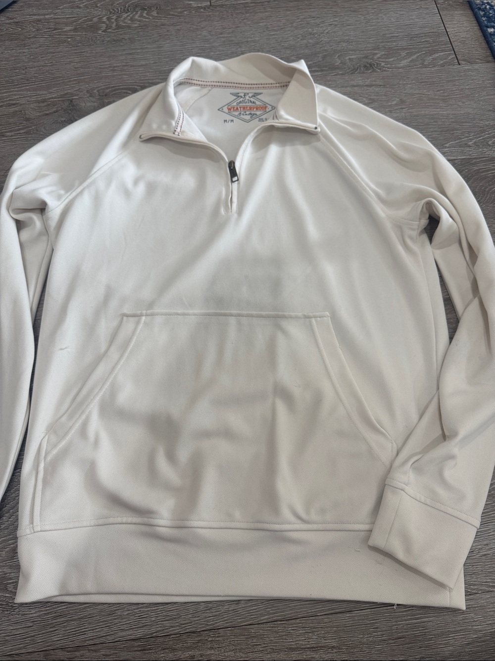St. John's Bay Men’s White Quarter-Zip Pullover with Kangaroo Pocket